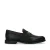 Manfield – Dames – Zwarte leren loafers met goudkleurig detail –