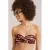 WE Fashion voorgevormde strapless bandeau bikinitop donkerrood/ecru
