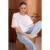 TRENDYOLMİLLA Dames Ecru Effen Driekwart mouw Oversized T-shirts
