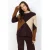 Soyaconcept gebreide geruite trui met wol – bruin/ecru