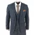Heren 3-delig blauw tweed geruit vintage pak