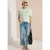 Cecil Dames Shirt met halflange mouwen, strepen en een tekstdetail in Groen
