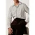 Reiss Ls Pinstripe Piped Cuban Shirt White/brown