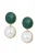 faina Oorbellen  goud / donkergroen / parelwit