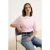 TRENDYOLMİLLA Dames Roze Effen Kort Getailleerd T-shirts
