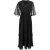 Ganni maxi-jurk met V-hals en plooien in zwart polyester