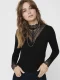 Only Onltilde L/s High Neck Lace Top Jrs Noos 15207788 T-shirt Lange Mouw Black Black Lace
