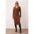 Damesjurk in bruin, plat model, midi-lengte, casual/bodycon model