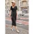 Street One Studio Dames Midi-jurk met ronde hals en structuurmix in Zwart