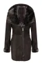 Dames merino schapenvacht jas met capuchon-antiek