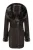 Dames merino schapenvacht jas met capuchon-antiek