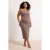 Trendyol Curve Dames Beige Effen Midi Mouwloos Bodycon Grote maten Jurk