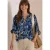 Cecil Dames Blouse met 3/4-mouwen, omgeslagen mouwen en print in Blauw