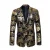 Stijlvolle gouden blazerjurk met bloemenblazer