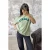 TRENDYOLMİLLA Dames Groen Slogan Kort Oversized T-shirts