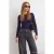 TRENDYOLMİLLA Dames Donkerblauw Stippen Lang Getailleerd Blouses