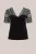 WE Fashion – Dames jersey velvet T-shirt met kant – Curve – Zwart –  Plus Size