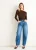 Chocoladebruine jersey top met V-hals en lange mouwen
