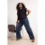 Trendyol Curve Dames Donkerblauw Effen Wijde pijp Super Hoge taille Grote maten Jeans