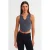 Dames Geribde Crop Blouse Met Knopen