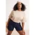 Trendyol Curve Dames Beige Effen Driekwart mouw Getailleerd Grote maten T-shirts