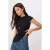 TRENDYOLMİLLA Dames Zwart Effen Kort Regular fit T-shirts
