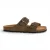 Tamaris herenslippers van olijfgroen leer met instapzool en voetbed.