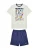 Gisela Pyjama kort  blauw / geel / rood / zwart / offwhite