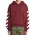 Gebroken witte Diag Helvetica over bordeauxrode hoodie