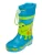 PLAYSHOES Regenlaarzen ‘Krokodil’  blauw / lichtgroen / donkeroranje