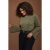 Trendyol Curve Dames Kaki Effen Lang Regular fit Grote maten Blouses