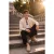 TRENDYOL MAN Heren Ecru Gestreept Lang Slim fit Overhemden