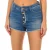 Dames denim shorts met gerafelde zoom C5J17