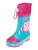 PLAYSHOES Regenlaarzen ‘Eule’  blauw / lichtroze / donkerroze