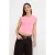TRENDYOLMİLLA Dames Roze Effen Kort Regular fit T-shirts