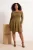 Trendyol Curve Dames Groen Effen Kort / Mini Lang Casual Skater Grote maten Jurk