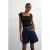 TOPSHOP denim wide leg high waist short dark blue denim
