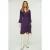 Aubergine Blauwe Wikkeljurk Viscose met klokmouwen.