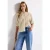 Street One Dames Linnen blouse met ruches in Beige
