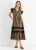 Bruine Animal Contrast Panel Smock Midi Dress