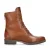 Manfield – Dames – Cognac leren veterlaarzen met bont voering –