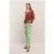 Summum Woman Cropped Flared Pants Swirl Print Stretch Twill Island Green