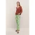 Summum Woman Cropped Flared Pants Swirl Print Stretch Twill Island Green