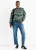 Groene gestreepte oversized trui met grove brei