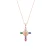 Luxenter ketting in metaallegering en multicolor zirkonia, afgewerkt in 18 karaat roségoud – Kruis