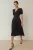 V-hals Puff Mouw A-Lijn Crepe Midi Jurk