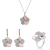 Orphelia ‘Fioni’ Dames 925 Sterling Zilveren Set: Ketting + Oorbellen + Ring – Zilver/Roze SET-7452