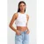 Dames Geribbelde Hart Geborduurde Cropped Top