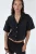 Gestructureerd Korte Crop Shirt met Knopen Sluiting