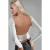 Gestippelde Slim Fit Crop Blouse met Rugdetail